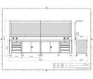 Établi d'atelier industriel 3560 mm PRACO W T74 - Plateau en hêtre massif - Éclairage LED - Tiroirs et armoire MW Tools PRAW3500T74