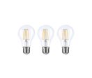 Pack de 3 Ampoules LED E27 A60 3.8W Filament Classe Énergétique A - Blanc Chaud 2300K - 3500K