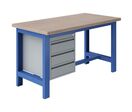 Sofame - Établi Fixe SI40+3T - Hêtre Multiplis 1500x750mm - 3 Tiroirs Bleu - Charge 1500kg - Éco-responsable