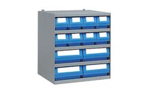 Casier 8 bacs tiroirs plastique Multibox L.120 x P.500 mm + 4 en L.240 mm