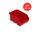 Lot de 12 Bacs DUETTO 28 litres plastique rouge