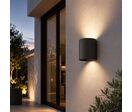 Applique Murale Graphite Grise 12W Double Faisceau IP65 Ovale - Blanc Neutre 4000K - 5500K