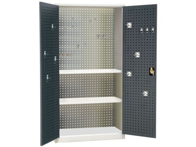 Manutan Expert - Armoire pour outillage haute - Acier Anthracite 1000x1950x450mm - 2 Portes - 2 Tablettes - Garantie 10 ans