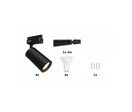 Kit Rail LED Monophasé + 4 Spots GU10 Noir - 200 cm - Blanc Froid (6000K - 8000K)