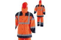 Complet de pluie haute visibilité: manteau+pantalon. Polyester enduit PU. VILO