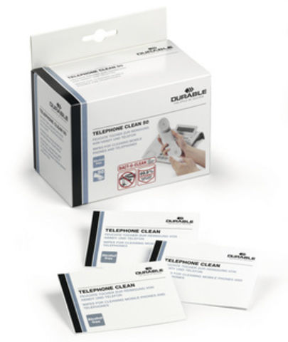 Boite de 50 lingettes individuelles pour téléphone - TELEPHONE CLEAN 50 - DURABLE 