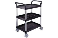 Matador - Chariot à plateaux en plastique 3 plateaux noir 250kg - Aluminium, Polypropylène renforcé, Roulettes pivotantes avec frein