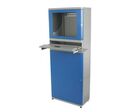 Armoire informatique d'atelier - Écran plat Gris/Bleu - 650x330x1630mm - Charge 70kg - Acier - 2 tablettes