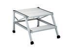 Tubesca-Comabi - Marchepied Fixe Aluminium 2 Marches - Plateforme Large 600x600mm - Charge 150kg - Gris