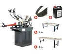 Pack scie à ruban pour métaux 225 mm - 230 V - Vitesse variable - Convoyeurs 1 m + 2 m - 5 rubans - Liquide de coupe 5 L Torros SC281GV PACK 2