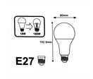 Ampoule E27 LED 18W 220V A80 - Blanc Chaud 2300K - 3500K