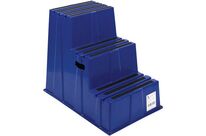 Manutan Expert - Marchepied Antidérapant 3 Marches Bleu - Charge 230kg - Accès 2.62m - Polyéthylène