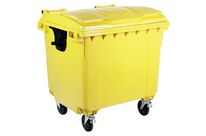Manutan Expert - Conteneur Poubelle Jaune 1100L - 4 Roues - Plastique Recyclé 70% - Garantie 10 Ans