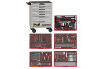 Servante d'atelier complète grise 7 tiroirs set en mousse 240 outils Teng Tools TCEMM240NS