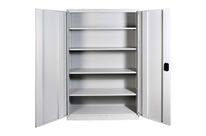 Armoire métal - 4 étagères - 195x120x45 cm - Gris - Charge 60kg/étagère - Serrure - Garantie 3 ans