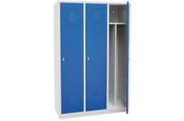 Manutan Expert - Vestiaire IS 3 colonnes bleu - Acier époxy - 1800x1185x500mm - À cadenas - Idéal industrie salissante