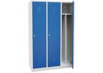 Manutan Expert - Vestiaire IS 3 colonnes bleu - Acier époxy - 1800x1185x500mm - À cadenas - Idéal industrie salissante