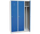 Manutan Expert - Vestiaire IS 3 colonnes bleu - Acier époxy - 1800x1185x500mm - À cadenas - Idéal industrie salissante