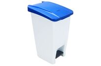 Manutan Expert - Poubelle Mobile à Pédale 60 L Blanche - Couvercle Bleu - HACCP - Tri Sélectif - Garantie 10 Ans