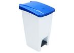 Manutan Expert - Poubelle Mobile à Pédale 60 L Blanche - Couvercle Bleu - HACCP - Tri Sélectif - Garantie 10 Ans