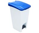 Manutan Expert - Poubelle Mobile à Pédale 60 L Blanche - Couvercle Bleu - HACCP - Tri Sélectif - Garantie 10 Ans