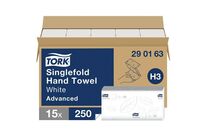 Tork - Essuie-mains pliés Advanced H3 Blanc - Papier recyclé 2 plis - 250 feuilles - Éco-responsable