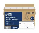 Tork - Essuie-mains pliés Advanced H3 Blanc - Papier recyclé 2 plis - 250 feuilles - Éco-responsable