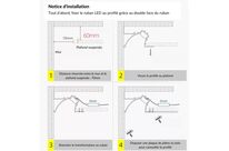 Profilé Aluminium Blanc 2m pour Ruban LED Double pour Faux-Plafond