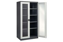 Sofame - Armoire d&amp;#039;atelier à portes transparentes - L1000xP665xH1950mm - 4 tablettes - Acier - Gris