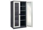 Sofame - Armoire d'atelier à portes transparentes - L1000xP665xH1950mm - 4 tablettes - Acier - Gris
