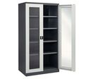 Sofame - Armoire d'atelier à portes transparentes - L1000xP665xH1950mm - 4 tablettes - Acier - Gris