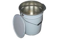 Lot de 6 Seaux Métalliques Blancs 25L avec Couvercles - Idéal Rangement Intérieur/Extérieur