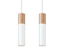 Suspension 2 Lampes Bois pour Ampoule GU10 - Blanc