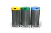 Corbeille 110 Litres à  tri sélectif avec couvercle protège pluie jaune