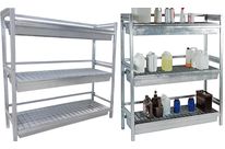 Rayonnage de rétention 300 L : étagère acier et bacs de rétention intégrés