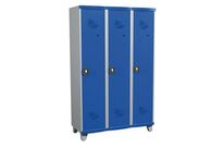 Acial - Vestiaire Monobloc 3 Colonnes Gris/Bleu - 1200x1925x500mm - Industrie Salissante - À Cadenas - Sur Pieds