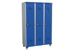 Acial - Vestiaire Monobloc 3 Colonnes Gris/Bleu - 1200x1925x500mm - Industrie Salissante - À Cadenas - Sur Pieds