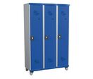Acial - Vestiaire Monobloc 3 Colonnes Gris/Bleu - 1200x1925x500mm - Industrie Salissante - À Cadenas - Sur Pieds