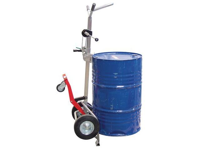 Manuvit - Diable pour fûts en acier 350 kg - Roue caoutchouc 300 mm - Automatique - Garantie 3 ans