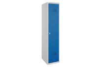 Acial - Vestiaire Industrie Salissante Prima L400mm Gris/Bleu - 1 Colonne, 2 Compartiments, Sur Socle, Verrouillage Cadenas, Acier Époxy, 180cm H