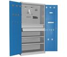 Sofame - Armoire Haute pour Outillage - 2 Tiroirs, 2 Portes Bleues - Acier Gris - Charge 500kg - Éco-responsable