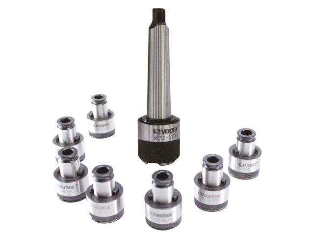 Ensemble porte-outils de taraudage à serrage rapide raccord CM4 y comprise 7 douilles de taraudage de M8 à M20 Vertex VQT-820