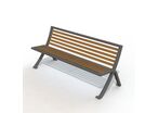 Banc public en compact stratifié Teck et pied acier - Bordeaux