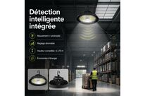 Supension Industrielle UFO IP65 Dimmable 150W-200W-250W 187lm/W avec détecteur de mouvement -