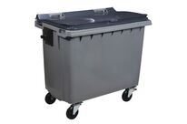 Rossignol Pro - Conteneur Korok 660L 4 roues - Gris - Ouverture Basculante - Poubelle de tri extérieur
