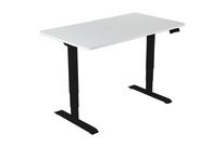 Manutan Expert - Bureau droit réglable en hauteur blanc 140cm - Piétement noir acier - Charge 100kg - Ergonomique