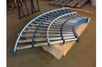 convoyeur à rouleaux libres courbe acier 90°