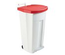 Rossignol Pro - Poubelle Agroalimentaire Mobile Blanche 90L à Pédale - Couvercle Rouge - Usage Alimentaire HACCP