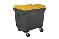 Mobil Plastic - Conteneur à Déchets 1100L Gris/Jaune - 4 Roues, Recyclé 70%, Éco-responsable
