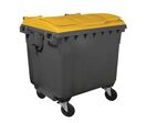 Mobil Plastic - Conteneur à Déchets 1100L Gris/Jaune - 4 Roues, Recyclé 70%, Éco-responsable